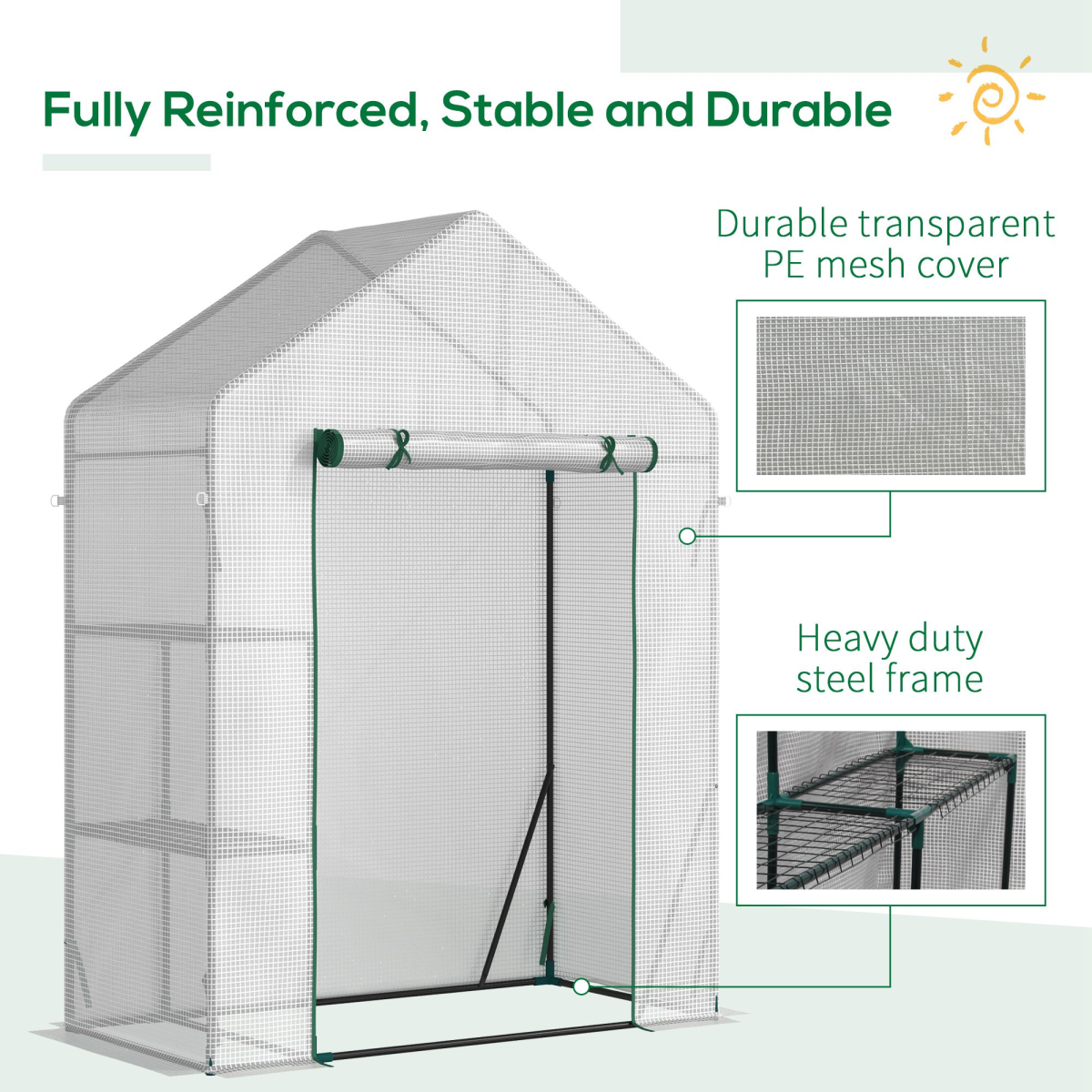 Greenhouse for Outdoor, Portable Gardening Plant Grow House w/ Shelf
