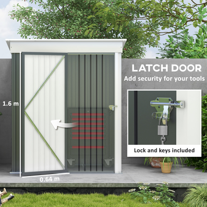5 x 3ft Lean To Metal Garden Shed Dark Grey