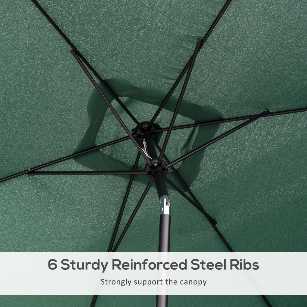 3x2m Patio Parasol Canopy Tilt Crank 6 Ribs Sun Shade Garden Green