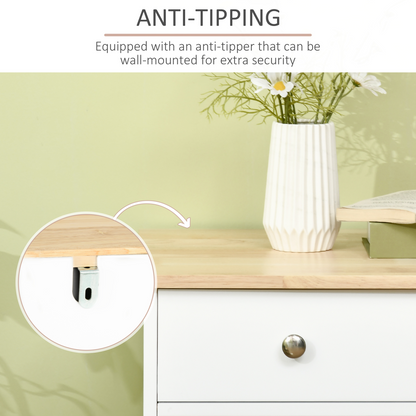 Sideboard with Rubberwood Top, Buffet Drawers and Adjustable Shelves