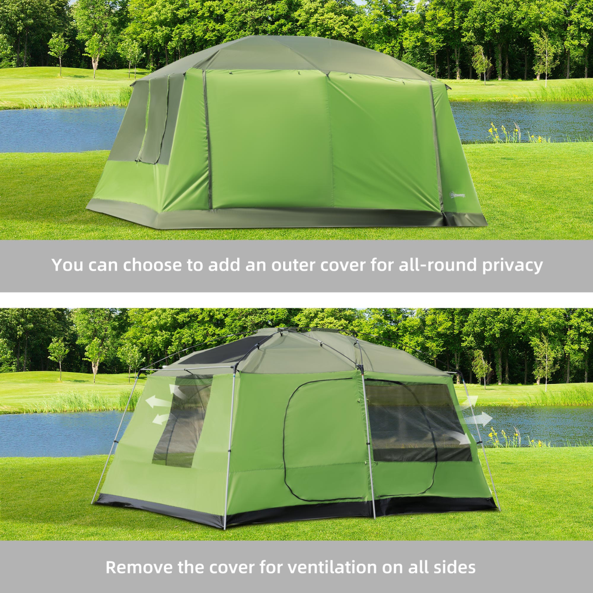 Two Room Dome Tent Camping Shelter w/ Porch and Portable Carry Bag