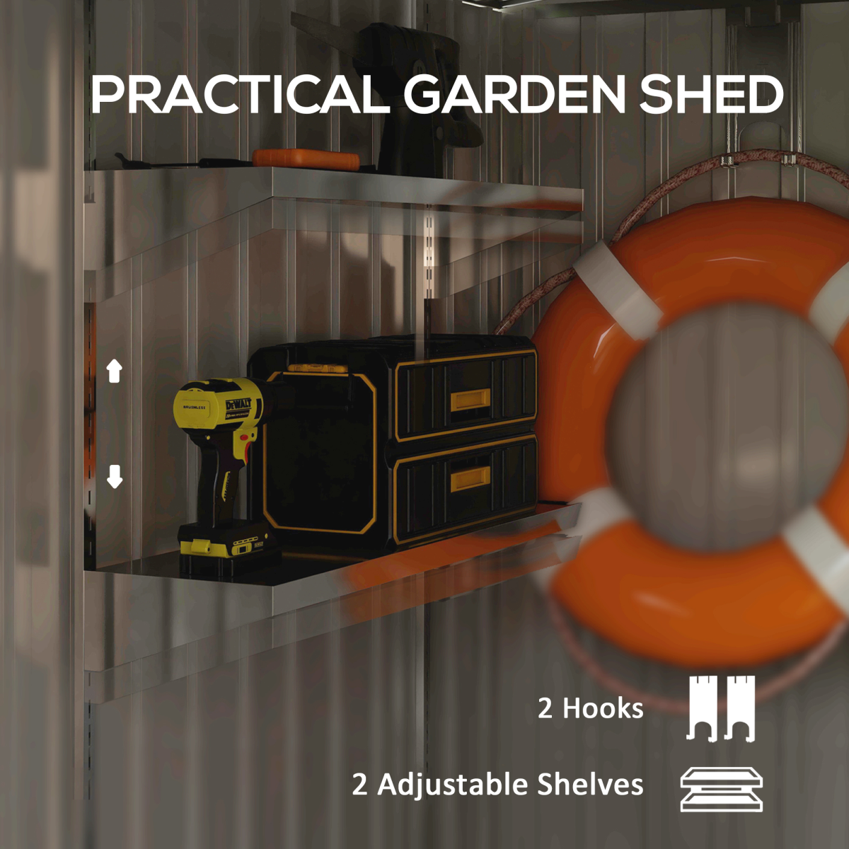 5 x 7FT Garden Shed with Foundation Lean to Metal Tool Shed White