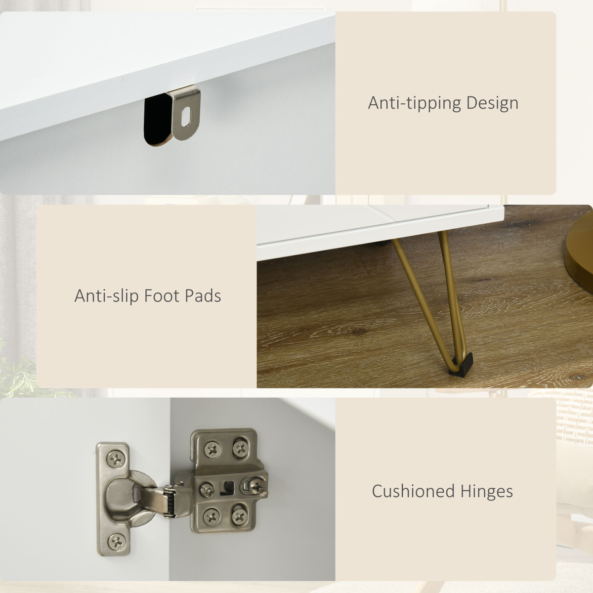 Freestanding Storage Cabinet with Adjustable Shelves for Living Room