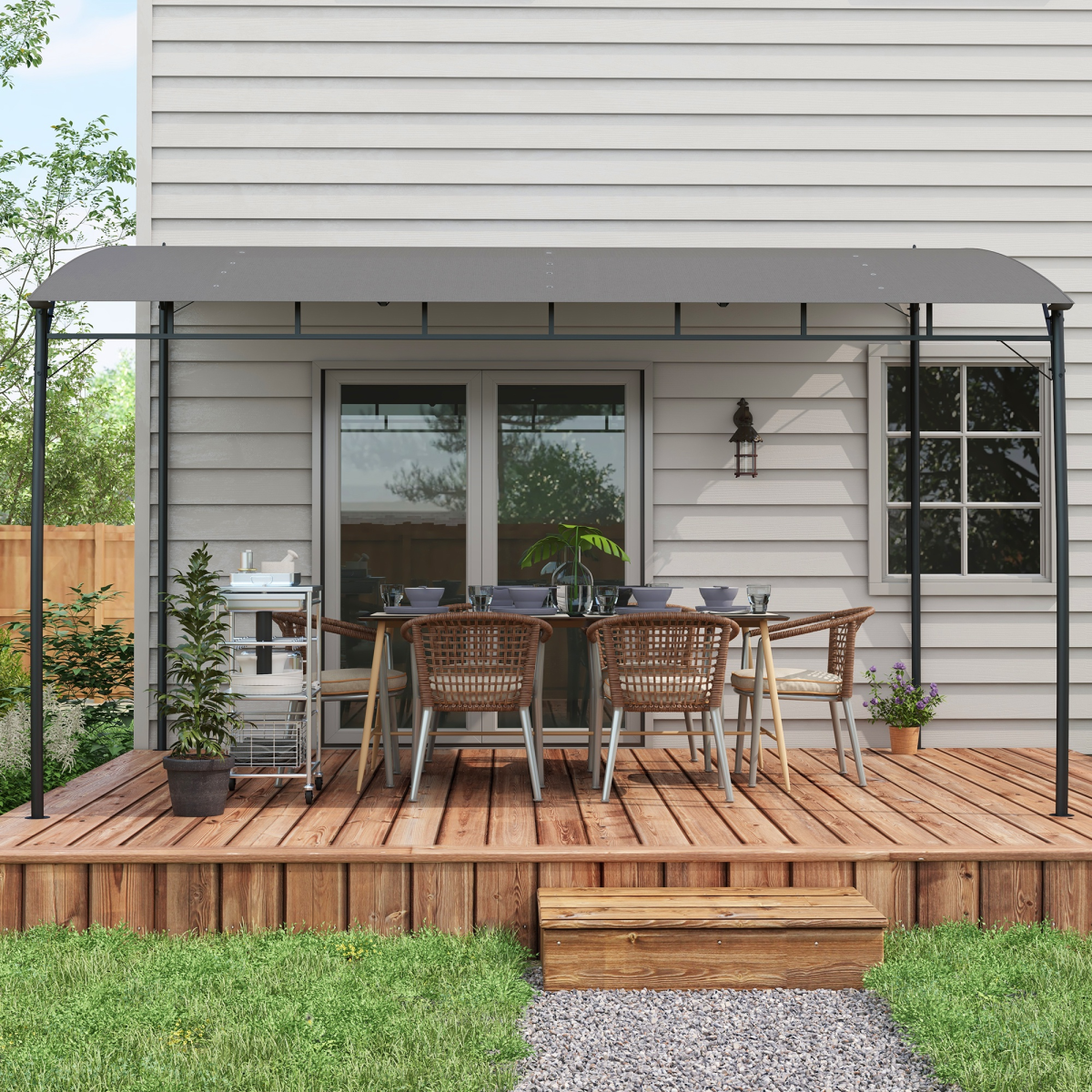 Metal Pergola, Outdoor Gazebo UV-Resistant Sun Shade Shelter 3 x 4m