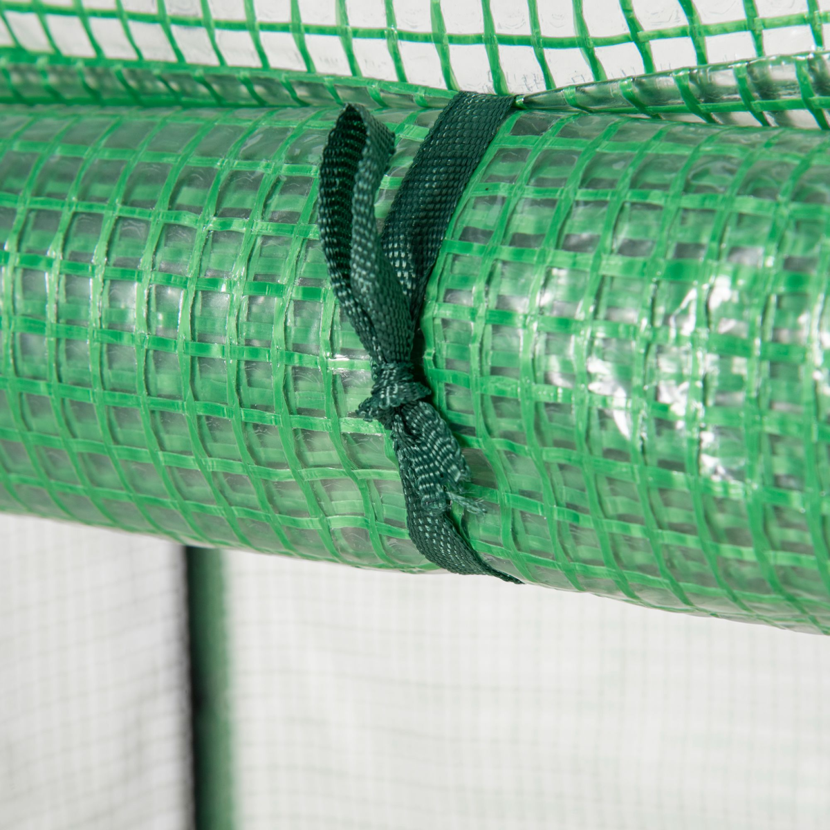Greenhouse PE Cover w/ Zipper Roll-up Door Outdoor, Green