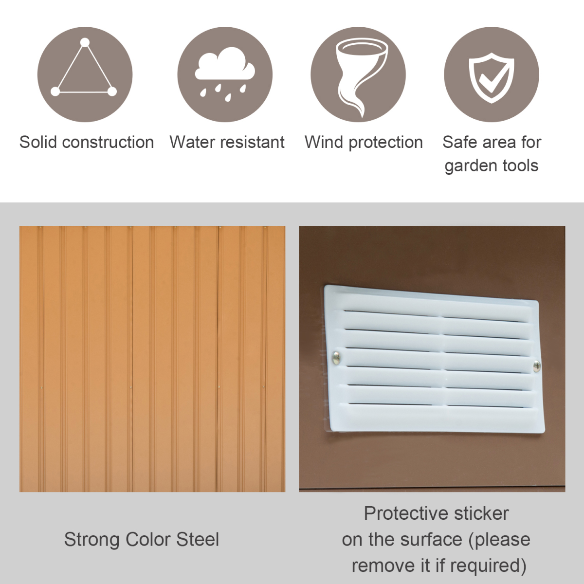 9 x 6 ft Khaki Metal Garden Storage Shed