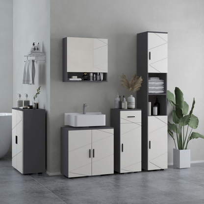 Bathroom Vanity Unit, Under Sink Cabinet with Shelf, Light Grey