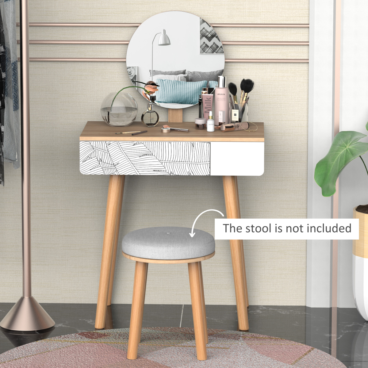 Wooden Nordic Dressing Table Brown/White