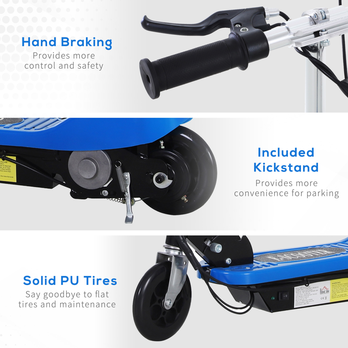 Kids Foldable Electric Powered Scooters 120W Toy Brake Kickstand Blue
