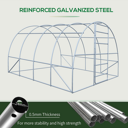 Walk-in Garden Polytunnel Greenhouse Galvanised Steel W/ Door