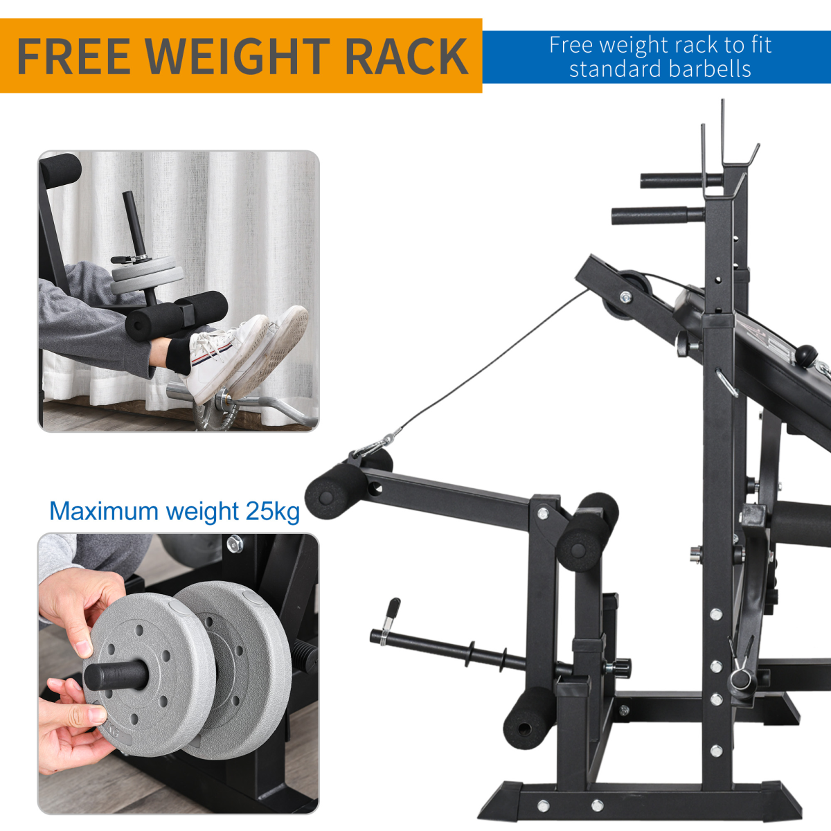 Multi-Exercise Full-Body Weight Bench with Bench Press & Leg Extension