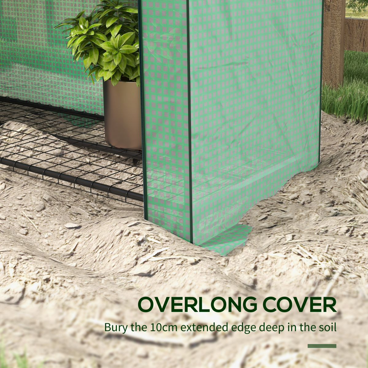 Mini Green House with 4 Tier Shelves, 170H x 120W x 50Dcm, Green