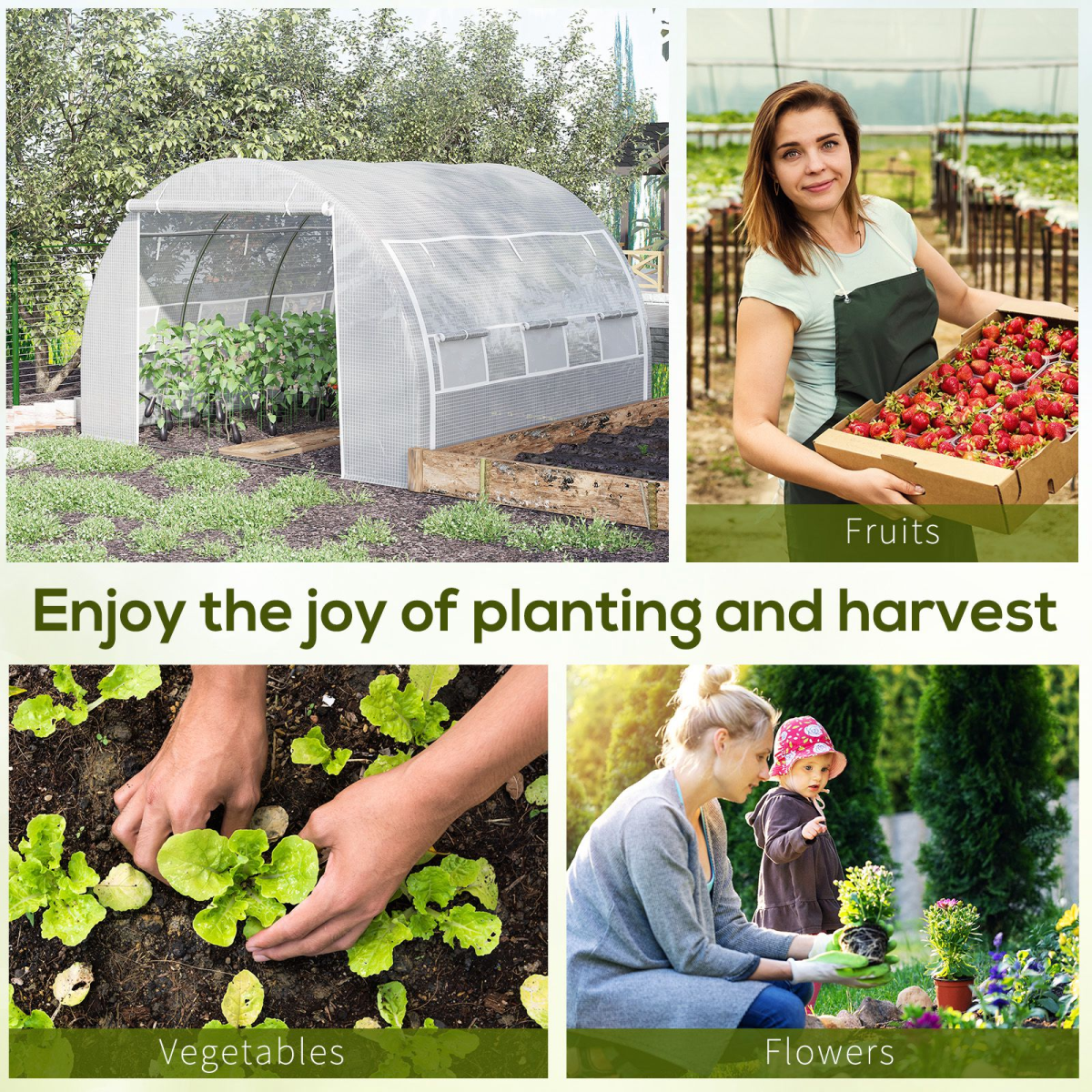 Polytunnel Greenhouse Pollytunnel Tent w/ Steel Frame White 3 x 3 x 2 m