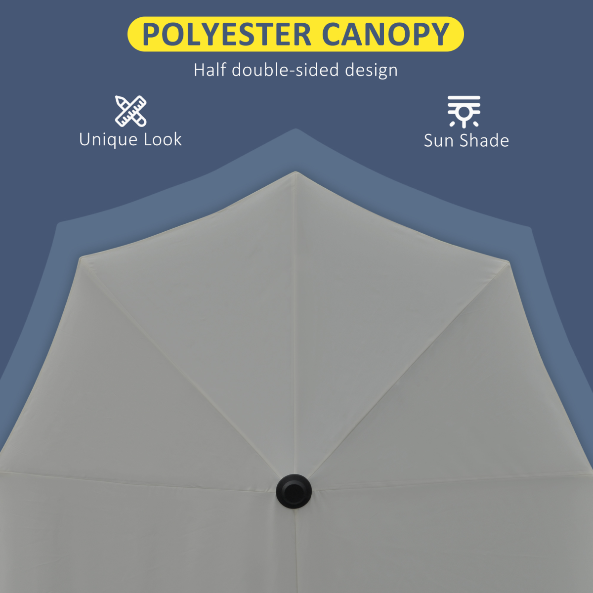 2m Half Garden Parasol Market Umbrella w/ Crank Handle, Base Dark Grey