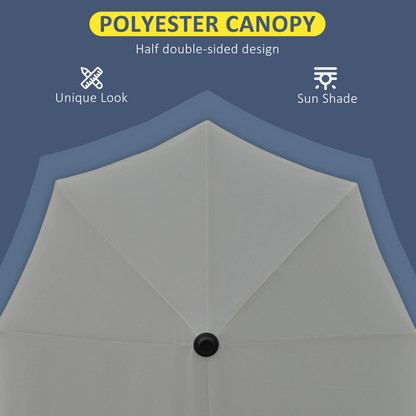 2m Half Garden Parasol Market Umbrella w/ Crank Handle, Base Dark Grey