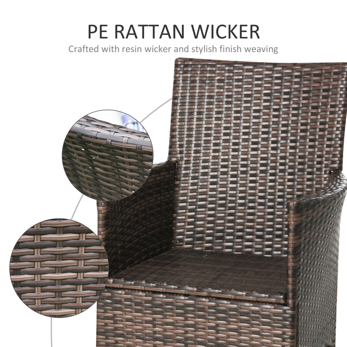 4 PC Outdoor Rattan Armchair Wicker Dining Chair Set for Garden Brown