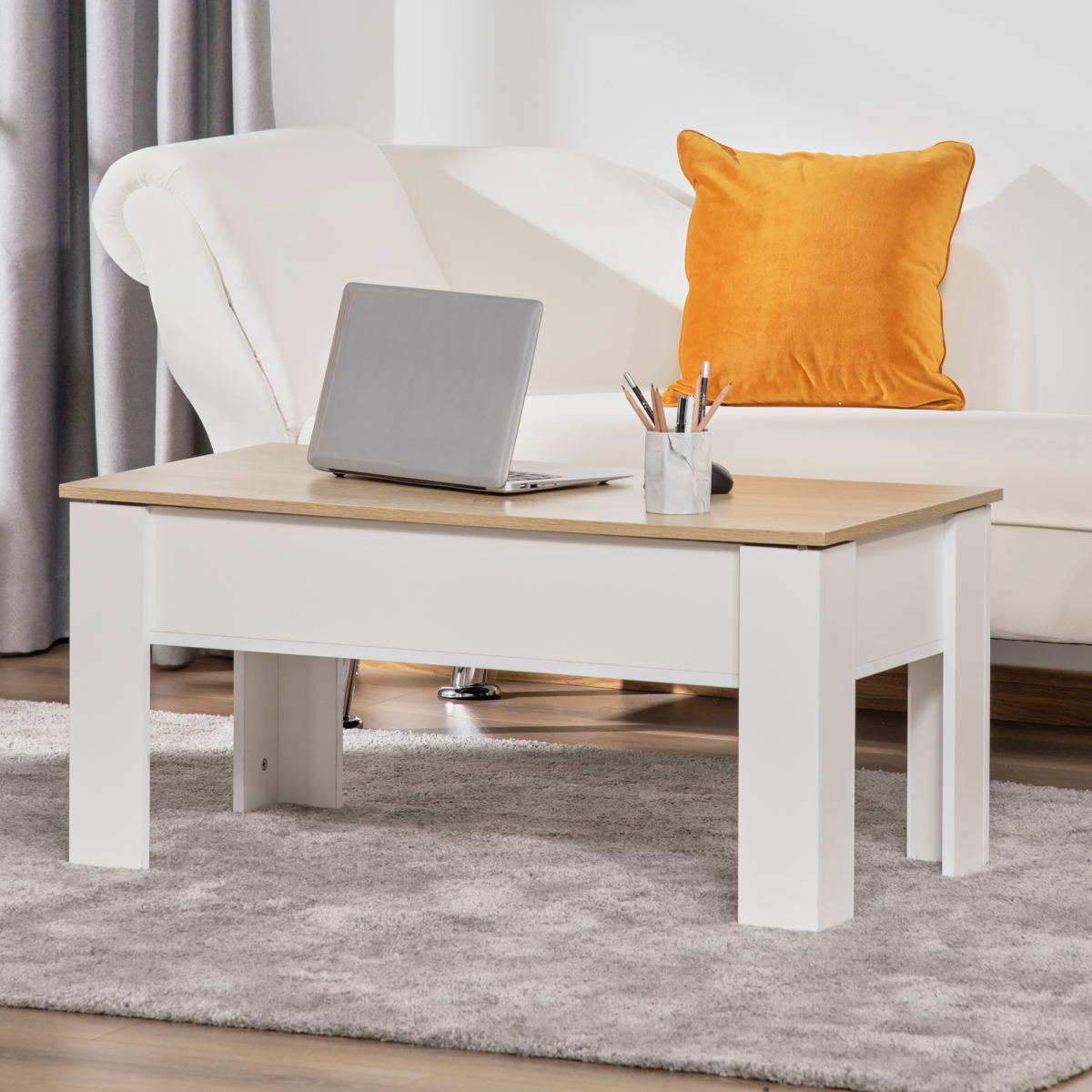 Lift Top Coffee Table w/Storage Compartment, Living Room Center Table
