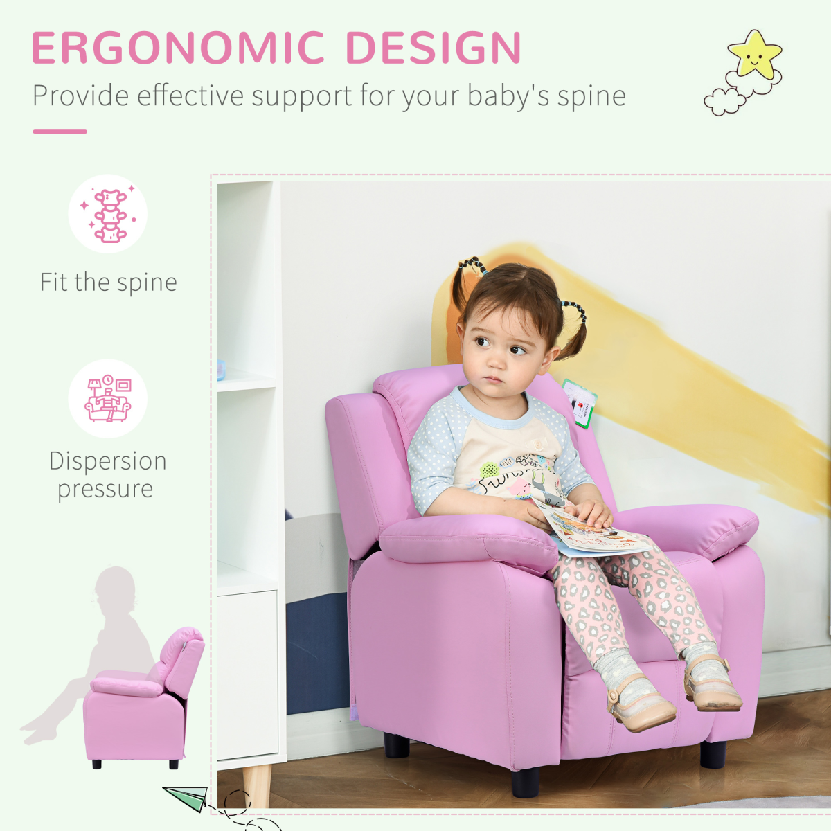 Kids Recliner Armchair Game Chair Sofa Children Seat In PU Leather