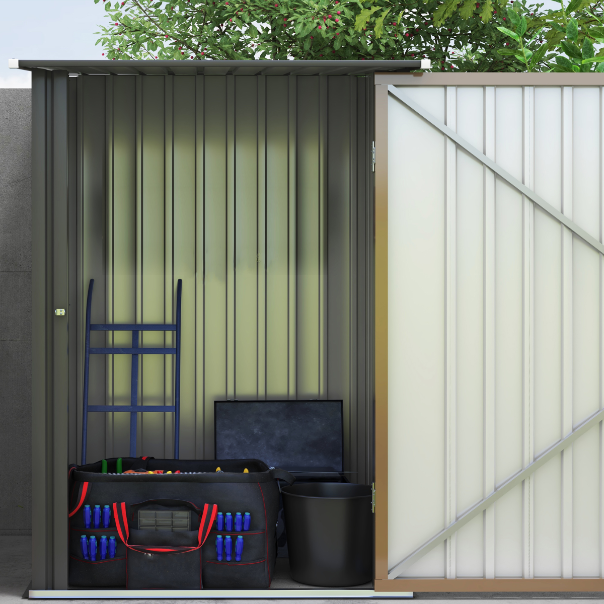 3.5 x 3.5ft Metal Garden Storage Shed Brown