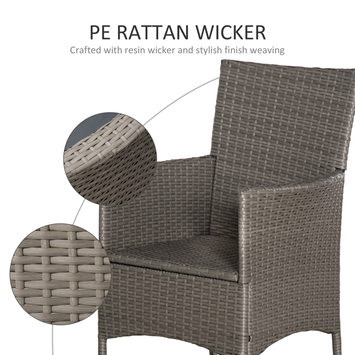 4PC Outdoor Rattan Armchair Wicker Dining Chair Set for Garden Grey