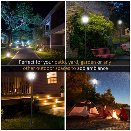 Solar Powered Lamp Post, IP44, 18Lx18Wx160H cm-Black
