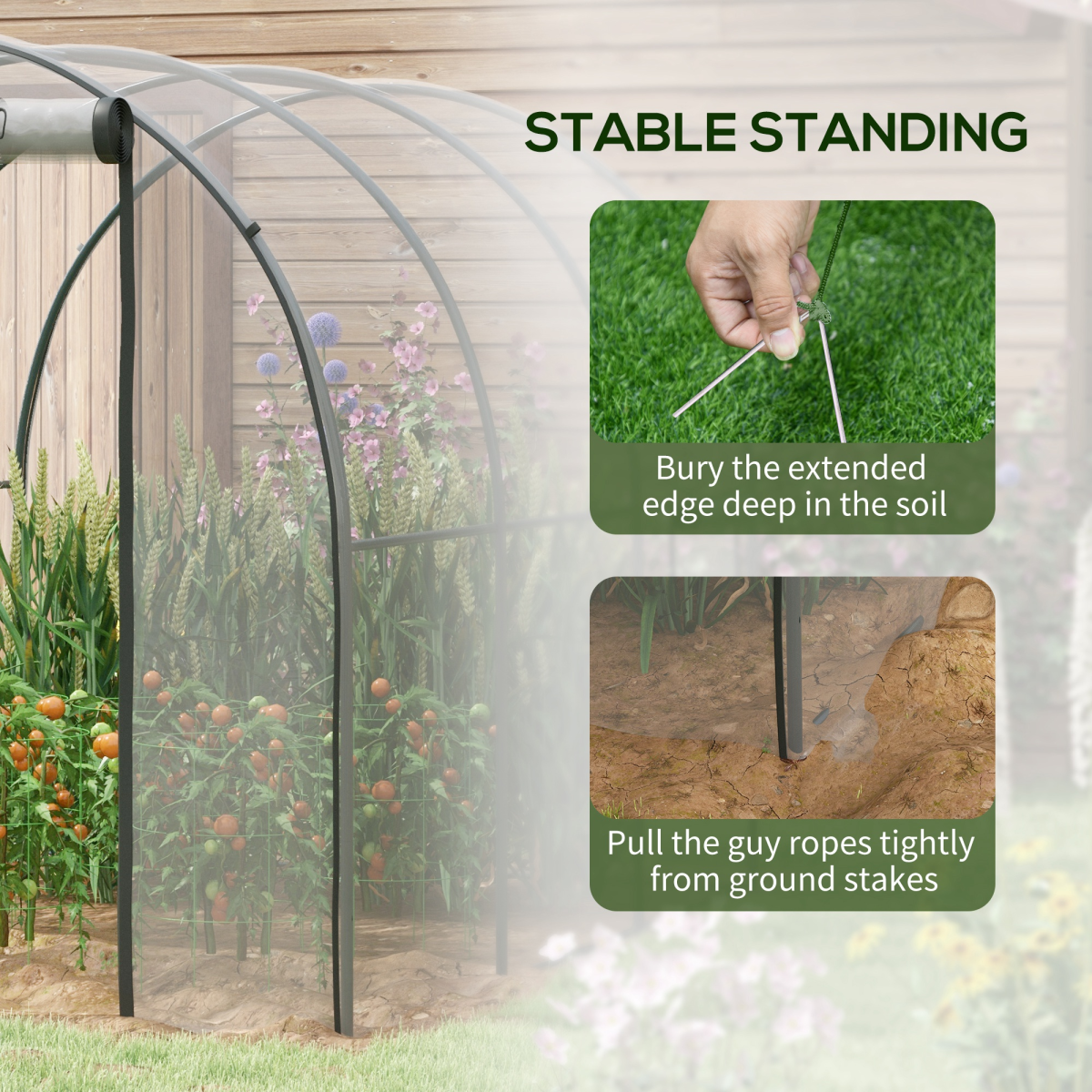 3 x 2 x 2m Polytunnel Greenhouse with Door, Windows, Steel Frame