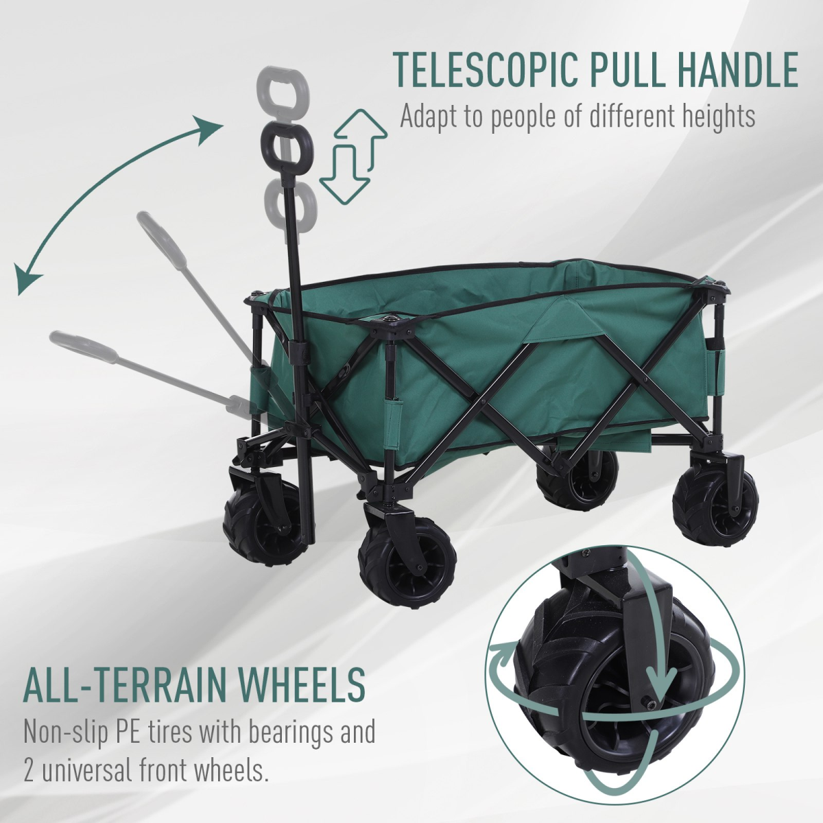 Outdoor Cart Folding Cargo Wagon Trailer Beach w/ Telescopic Handle