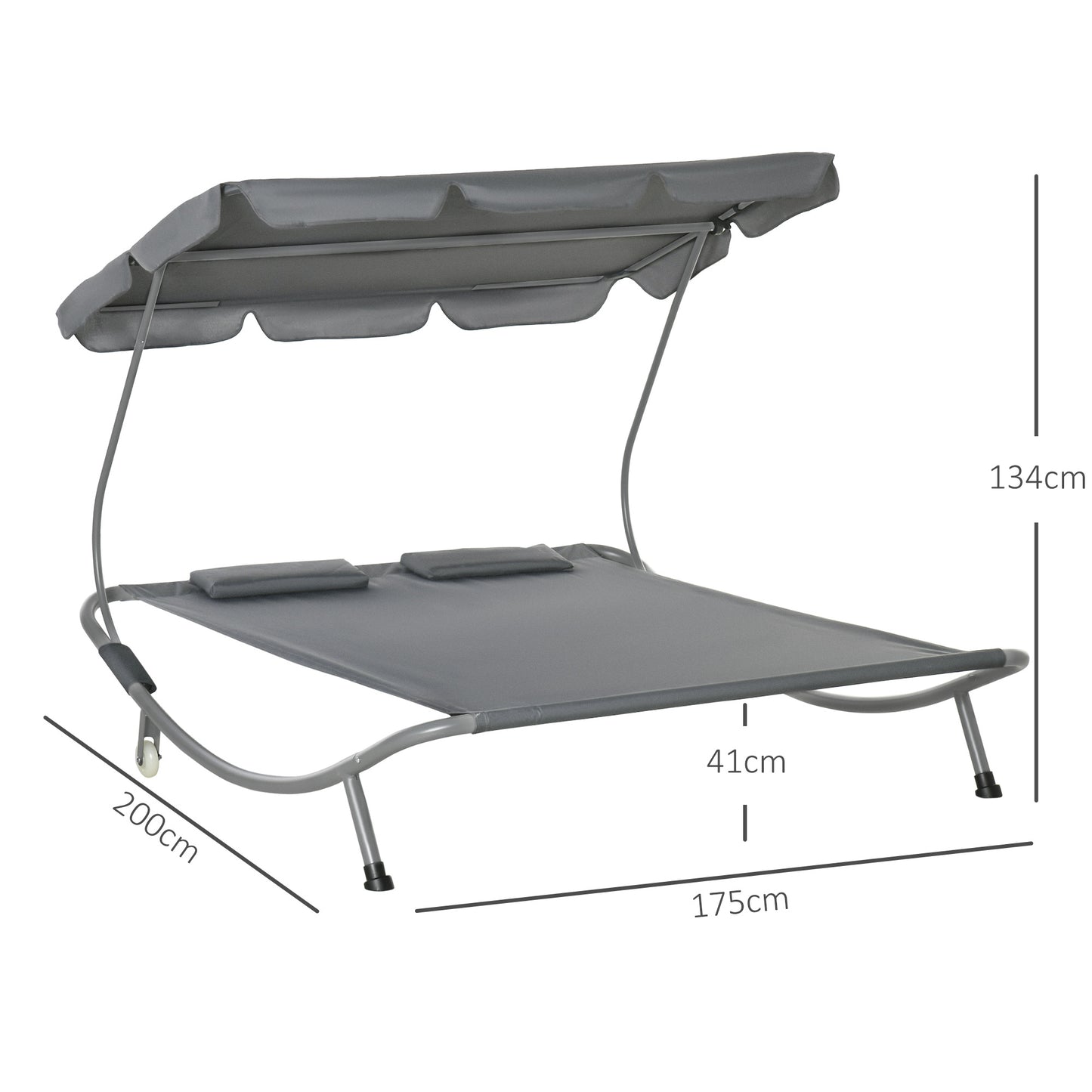 Double Hammock Swing Garden Outdoor Frame Sun Lounger Bed Beds Canopy w/ Pillows