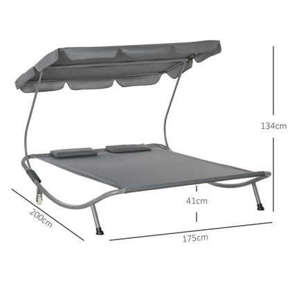 Double Hammock Swing Garden Outdoor Frame Sun Lounger Bed Beds Canopy w/ Pillows