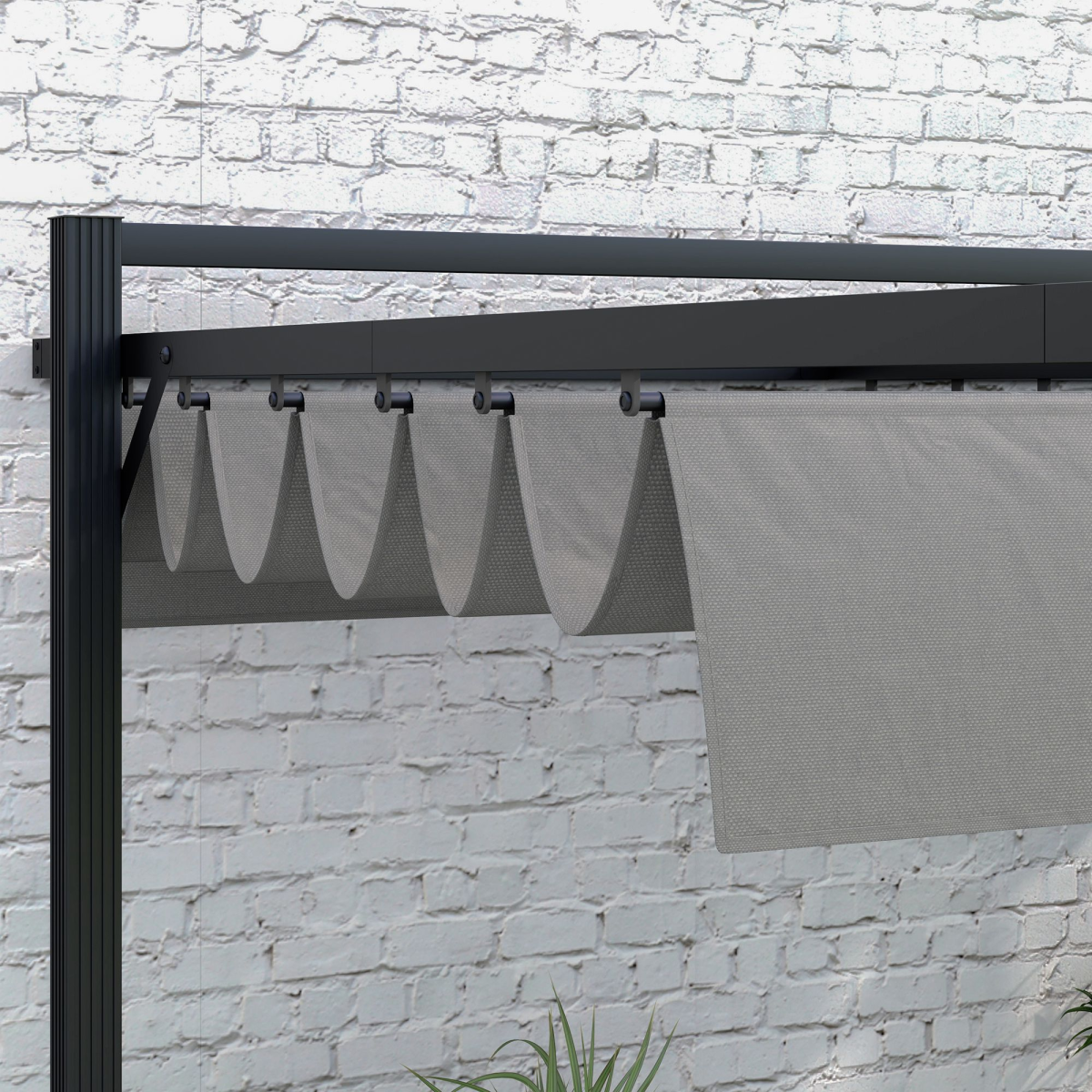3 x 4m Pergola with Retractable Roof and Aluminium Frame, Grey