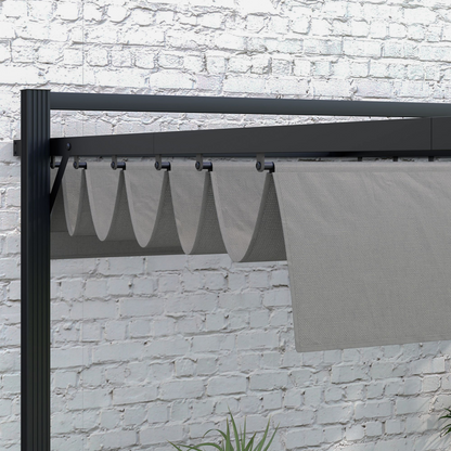 3 x 4m Pergola with Retractable Roof and Aluminium Frame, Grey