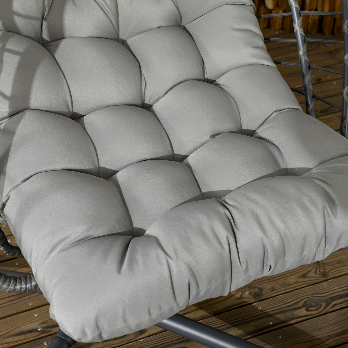 PE Hanging Swing Chair w/ Thick Cushion, Patio Hanging Chair, Grey