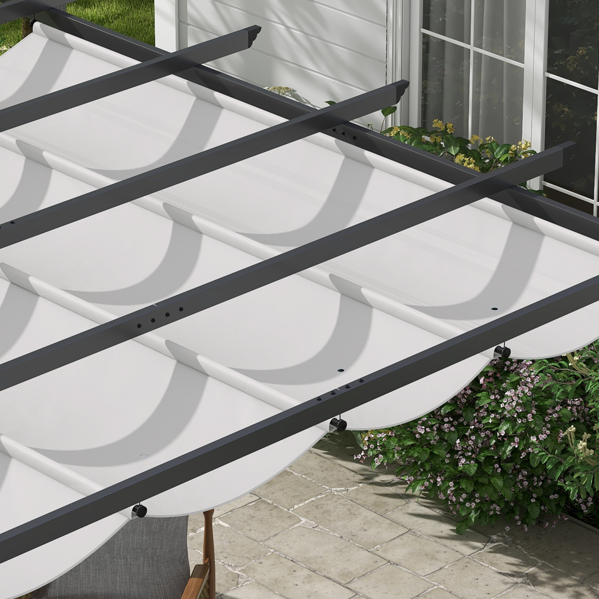 3x3(m) Pergola Gazebo Sun Shade Shelter Aluminium Garden Canopy, Grey