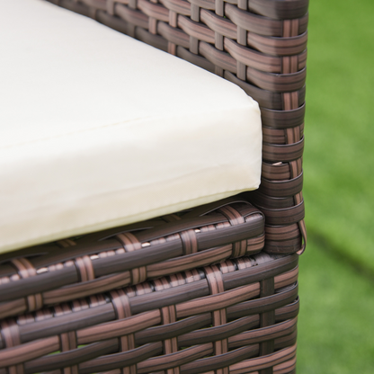 2 Seater Outdoor Rattan Armchair w/ Armrests Cushions Mixed Brown