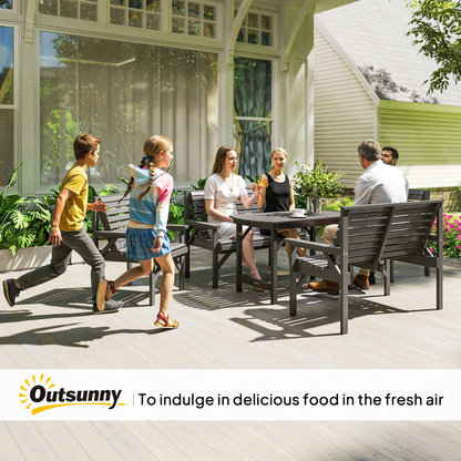 Patio Dining Set Wooden Table and Chairs w/ Umbrella Hole Grey 5PC