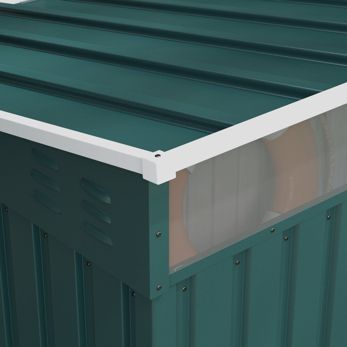 6.5x4FT Garden Shed with Foundation Lockable Metal Tool Shed Green