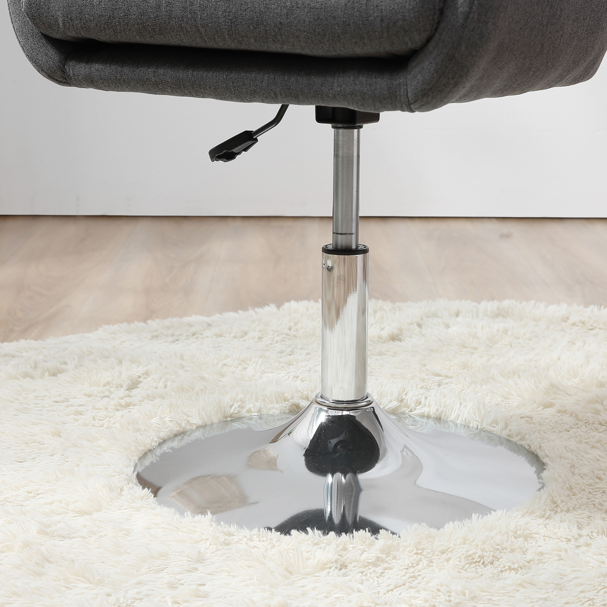 Stylish Retro Linen Swivel Tub Chair Steel Frame Cushion Seat Dark Grey