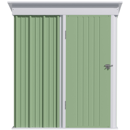 5 x 3ft Steel Lean To Garden Shed for Bike Tool Storage Green