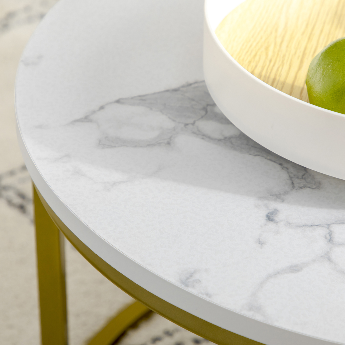 Marble Coffee Table Set of 2, Round Nest of Tables for Living Room
