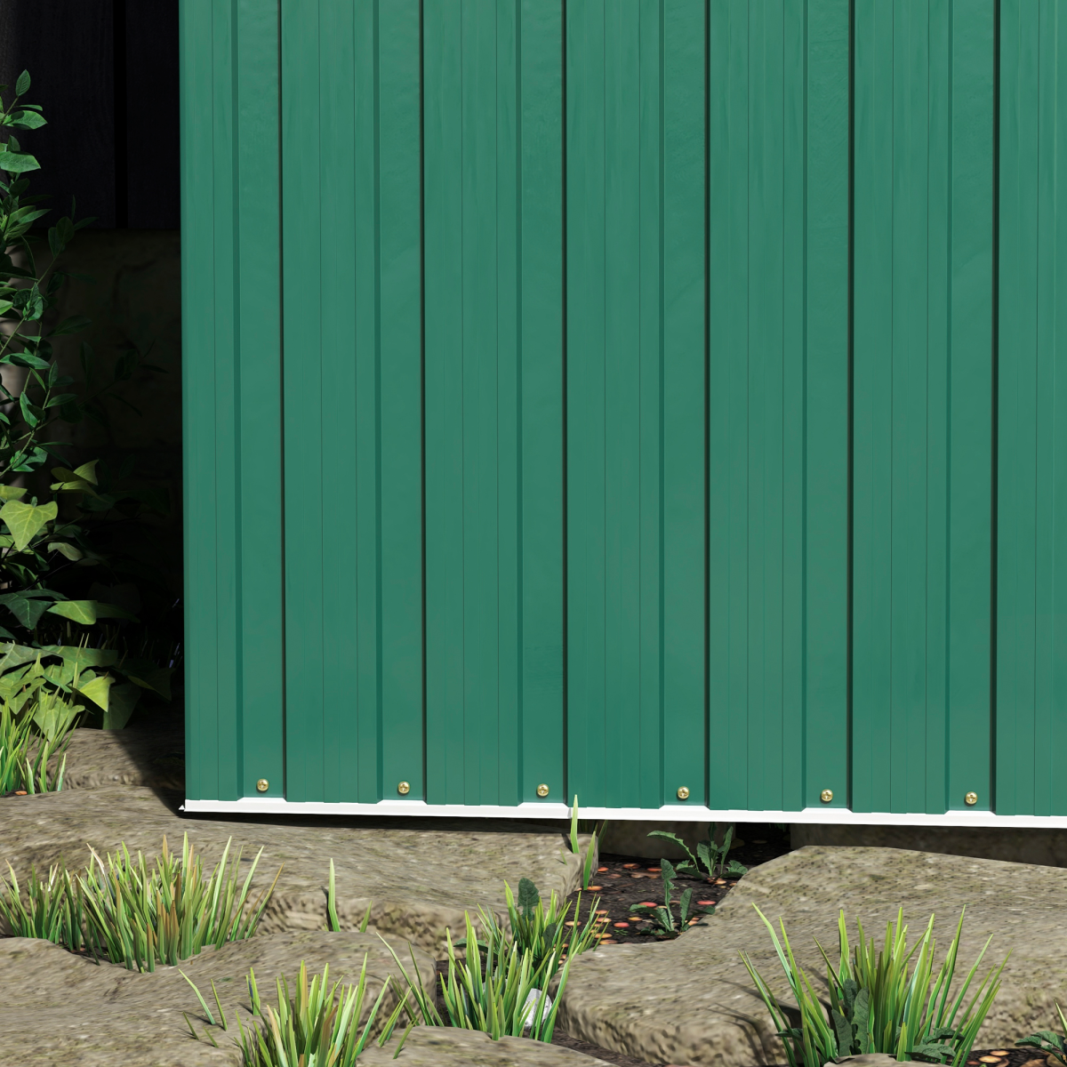 Garden Storage Shed Sliding Door Sloped Roof Tool Green 5 x 3ft