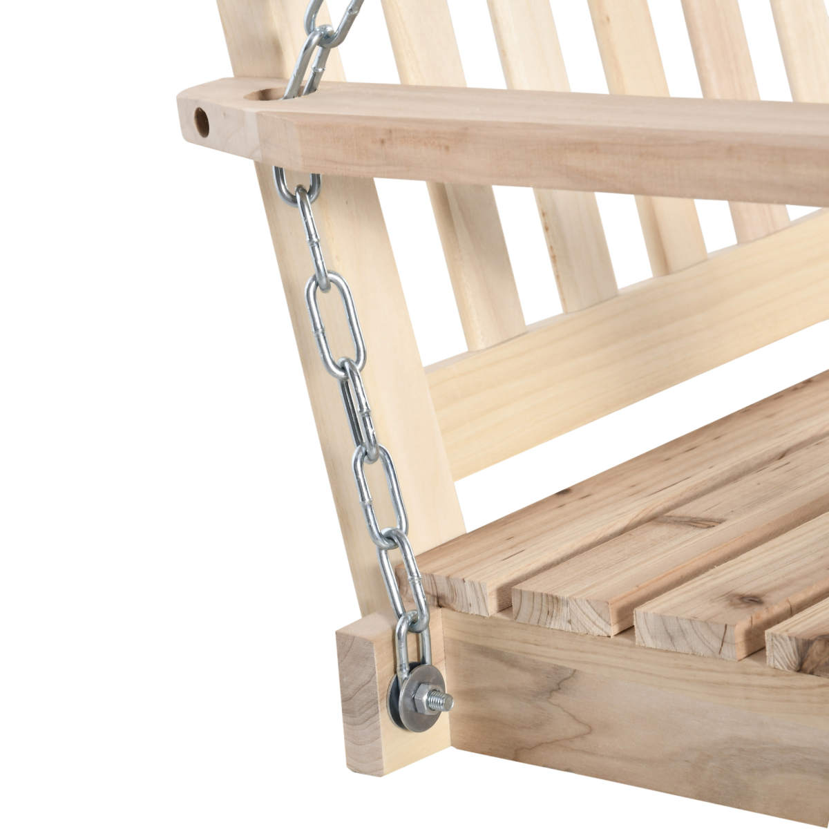 Wooden 2-Seater Poch Swing Chair Hanging Hammock Chains