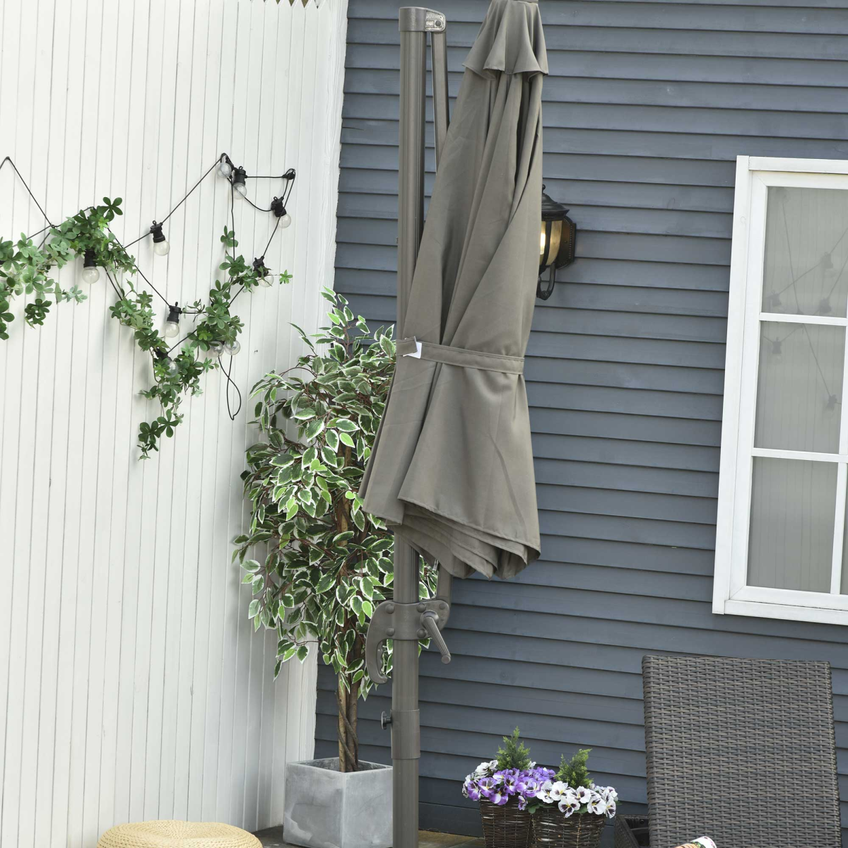 3m Patio Offset Parasol Roma Umbrella Cantilever Dark Grey