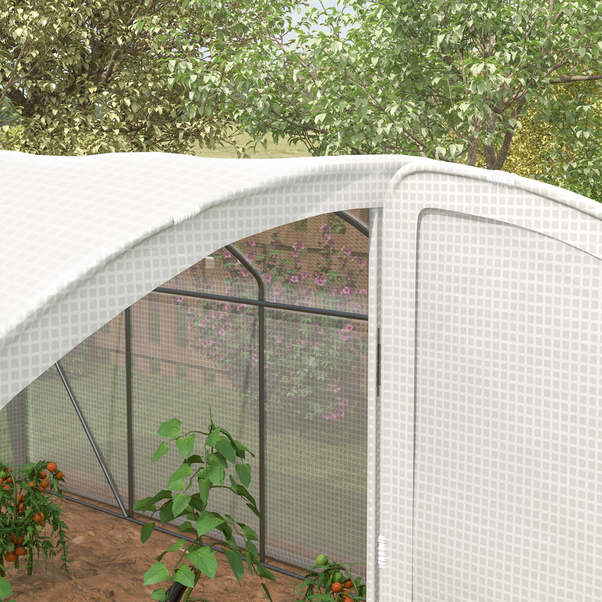 4 x 3 x 2m Polytunnel Greenhouse with Door, UV-resistant PE Cover