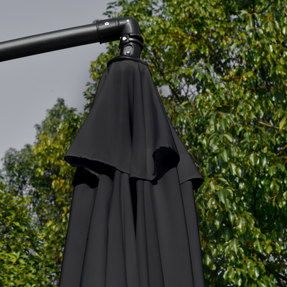 2.7m Garden Cantilever Banana Parasol Sun Shade w/ Crank, Black
