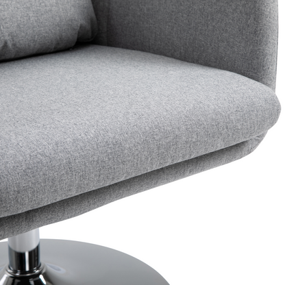 Stylish Retro Linen Swivel Tub Chair Steel Frame Cushion Seat Light Grey