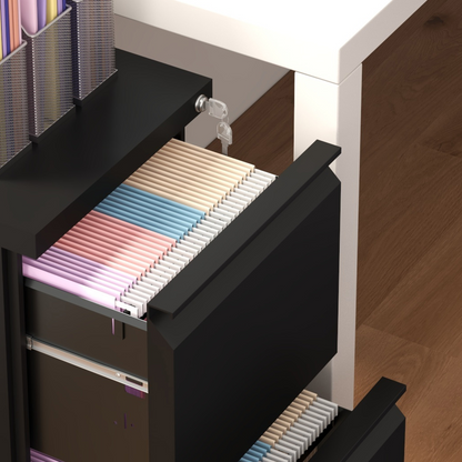 Steel File Cabinet with Lock Hanging Bar for Letter A4 Legal Size Black
