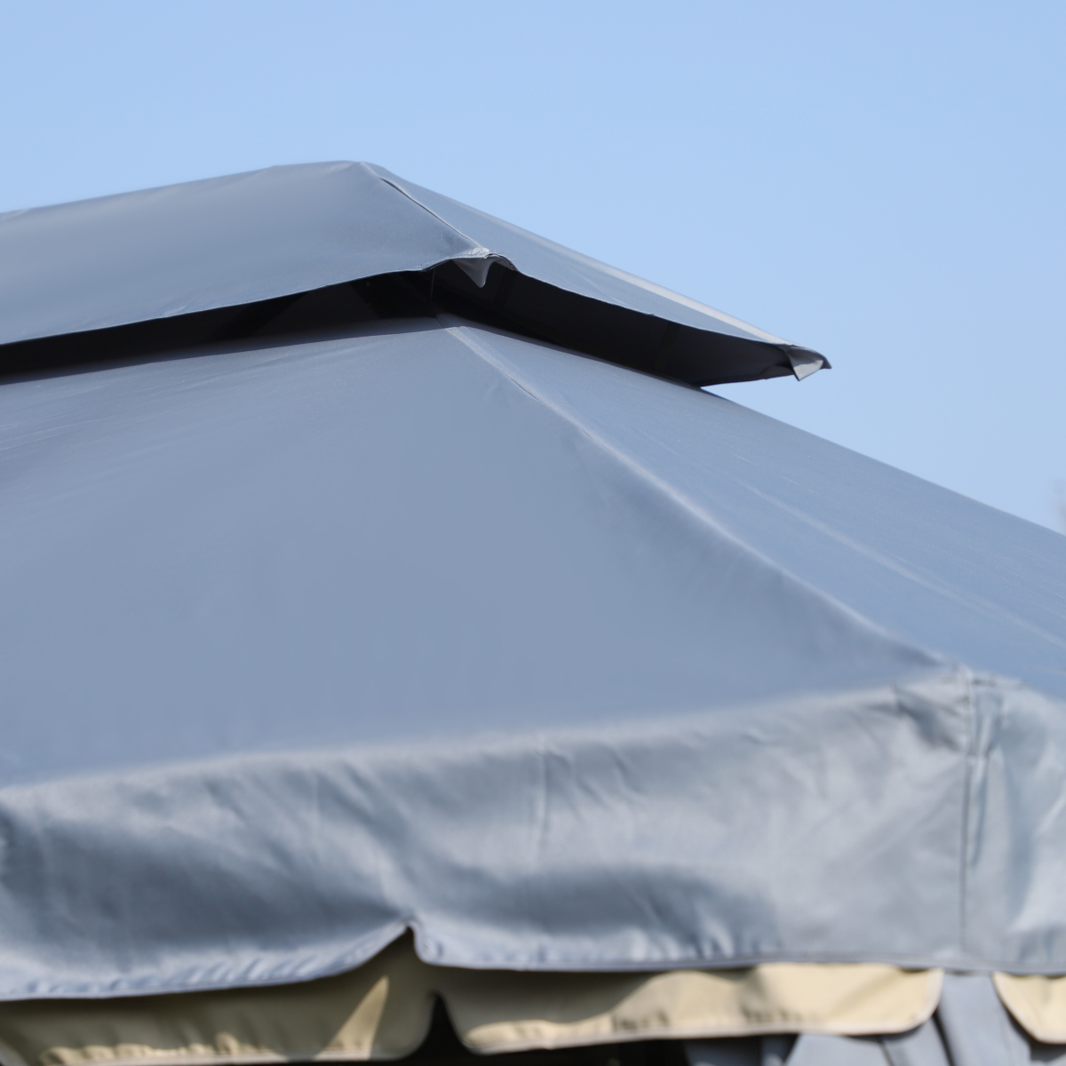 Aluminium Gazebo with 2 Tiers Roof Garden Nets Sidewalls