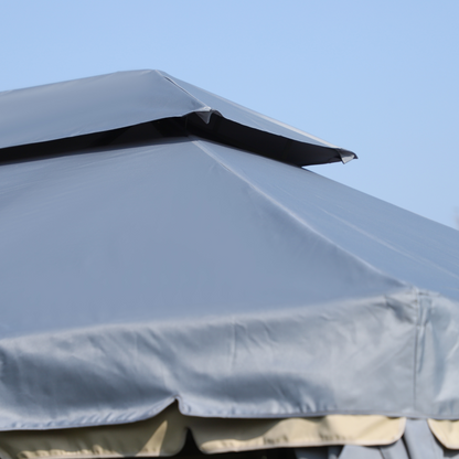 Aluminium Gazebo with 2 Tiers Roof Garden Nets Sidewalls