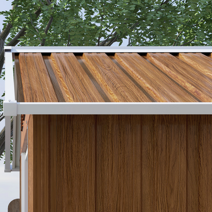 6.5x3.5ft Metal Garden Shed for Garden, Brown Wood Effect