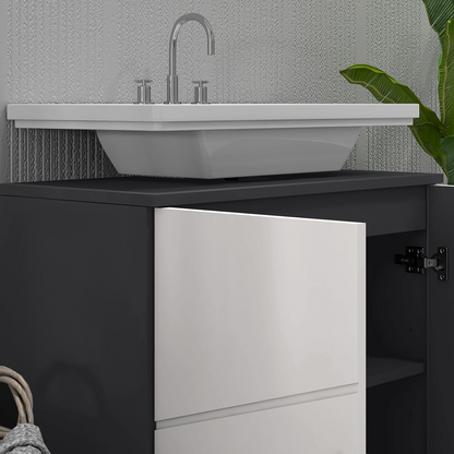 Bathroom Vanity Unit, Under Sink Cabinet with Shelf, Light Grey